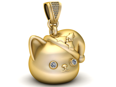 3D Cat Pendant 3D Print Model