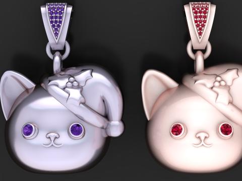 3D Cat Pendant 3D Print Model