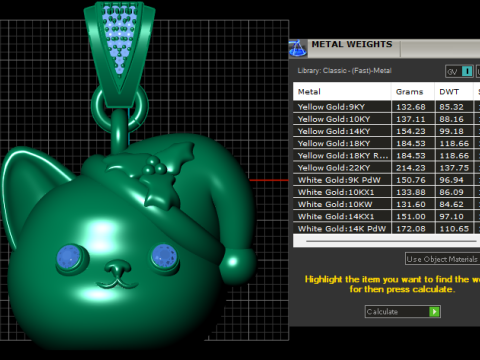 3D Cat Pendant 3D Print Model