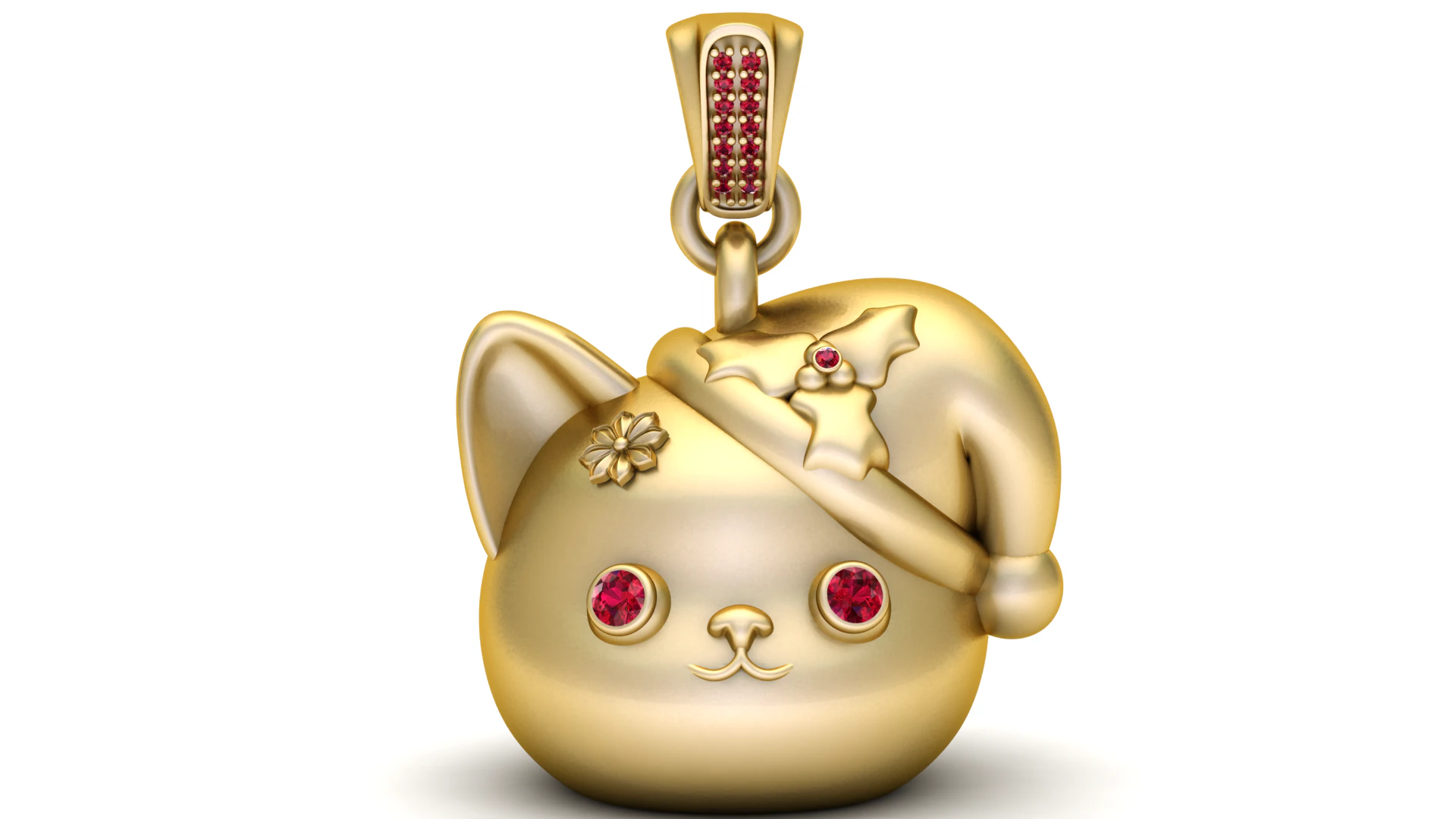 Holiday Cat Pendant 3D Print Model .c4d .max .obj .3ds .fbx .stl .blend