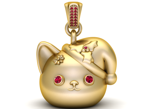 Holiday Cat Pendant 3D Print Model