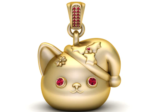 Holiday Cat Pendant 3D Print Model