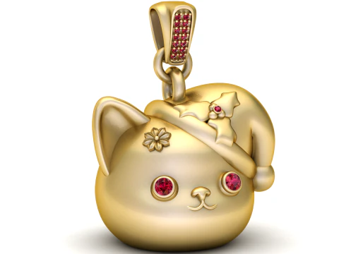 Holiday Cat Pendant 3D Print Model