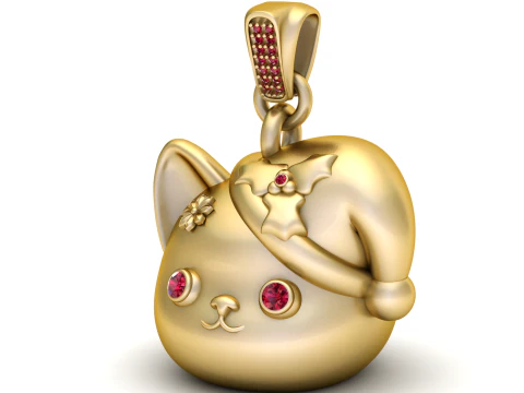 Holiday Cat Pendant 3D Print Model