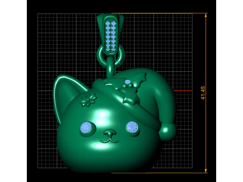 Holiday Cat Pendant 3D Print Model