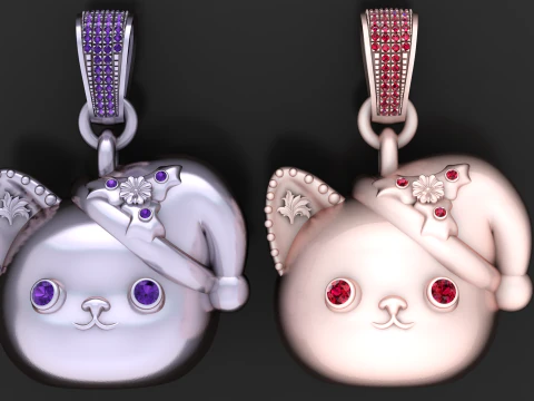 Emerald Cat Pendant 3D Print Model