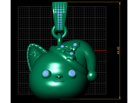 Emerald Cat Pendant 3D Print Model