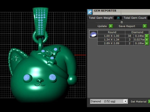 Emerald Cat Pendant 3D Print Model