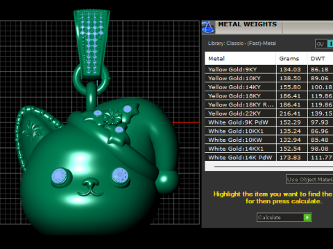 Emerald Cat Pendant Modelo de Impressão 3D