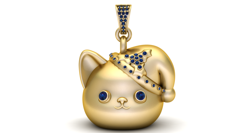 Sapphire Cat Pendant 3D 프린트 모델 .c4d .max .obj .3ds .fbx .stl .blend