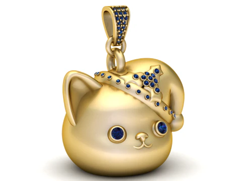 Sapphire Cat Pendant 3D Print Model