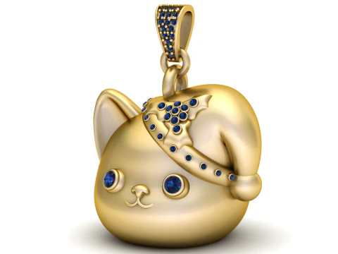 Sapphire Cat Pendant 3D Print Model