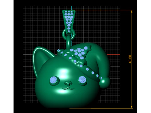 Sapphire Cat Pendant 3D Print Model