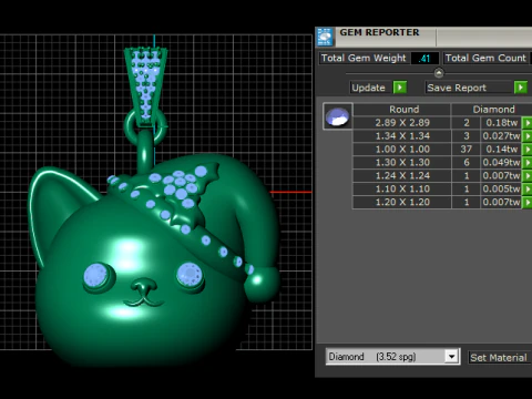 Sapphire Cat Pendant 3D Print Model
