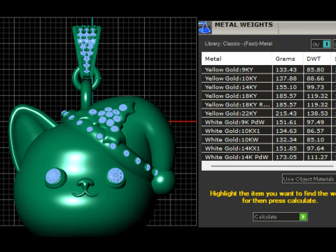 Sapphire Cat Pendant 3D Print Model
