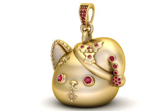 Deluxe Cat Pendant 3D Print Model