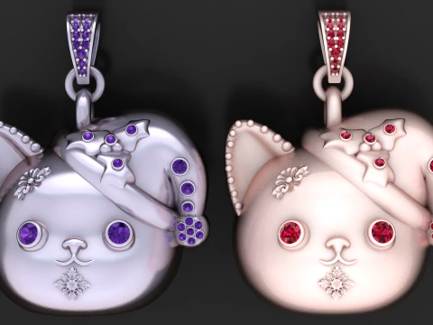 Deluxe Cat Pendant 3D Print Model