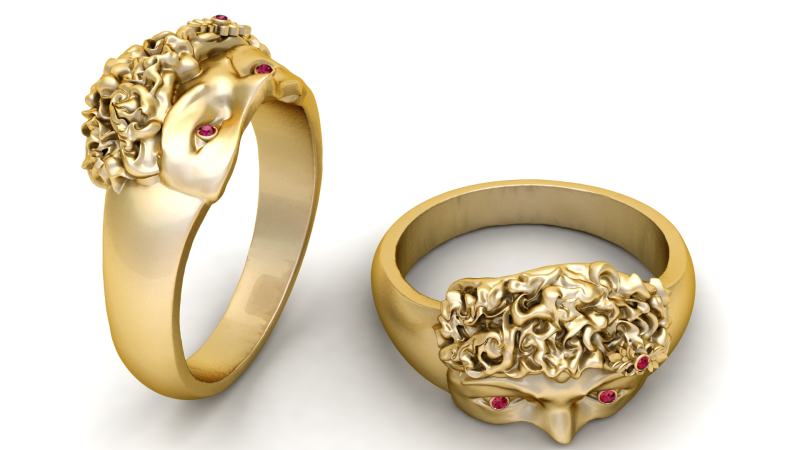 Baroque Face Ring Model Cetak 3D .c4d .max .obj .3ds .fbx .stl .blend