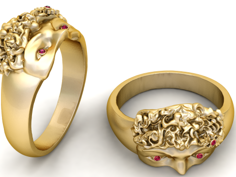 Baroque Face Ring 3D Print Model