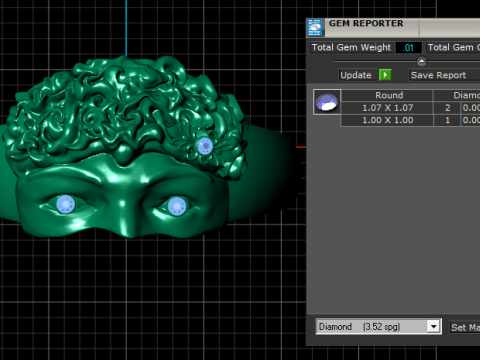 Baroque Face Ring Model Cetak 3D