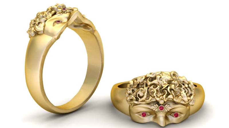 Artistic Face Ring 3D Принт Модель .c4d .max .obj .3ds .fbx .stl .blend 