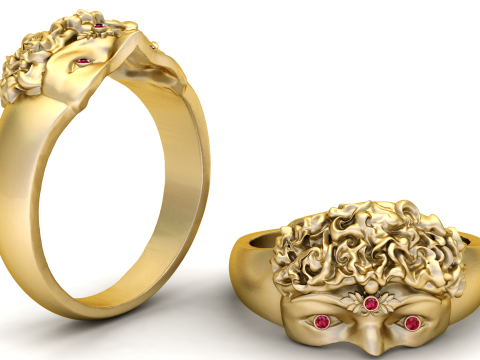 Artistic Face Ring 3D Print Model