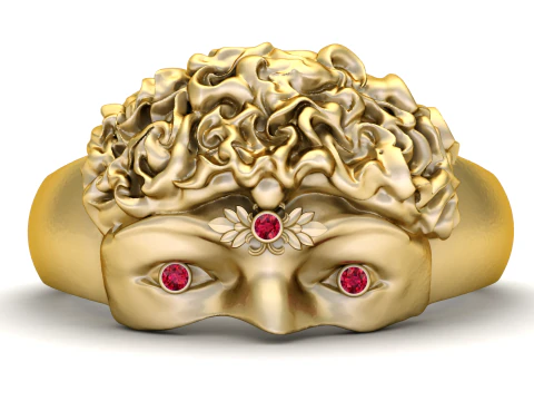 Artistic Face Ring 3D Print Model
