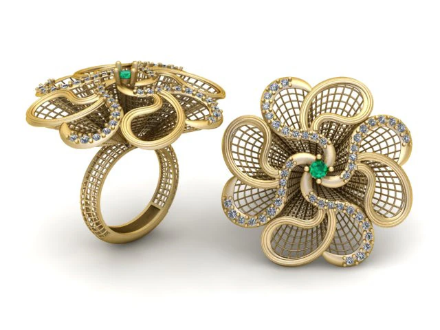 3D Floral Ring Model 3D Print Model .c4d .max .obj .3ds .fbx .stl .blend