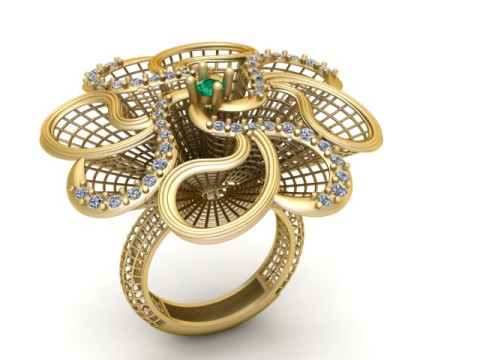 3D Floral Ring Model Model Cetak 3D
