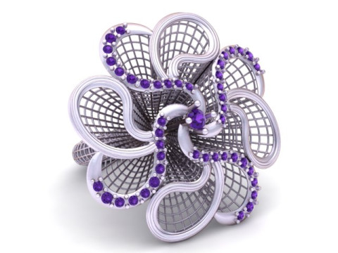3D Floral Ring Model Model Cetak 3D