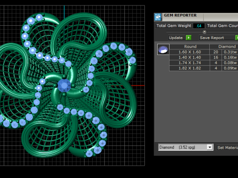 3D Floral Ring Model Model Cetak 3D