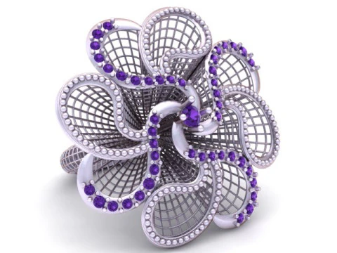 Ruby Flower Ring 3D Print Model