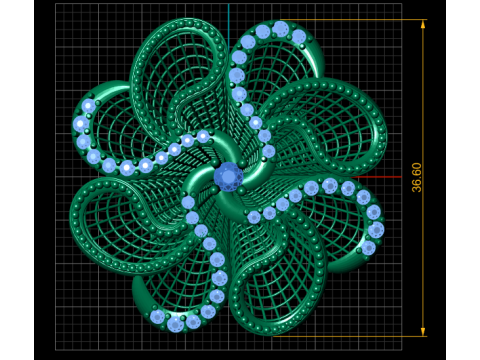 Ruby Flower Ring 3Dプリントモデル