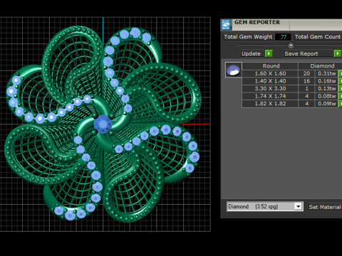 Ruby Flower Ring 3Dプリントモデル