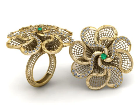 Gold petal ring 3D Print Model