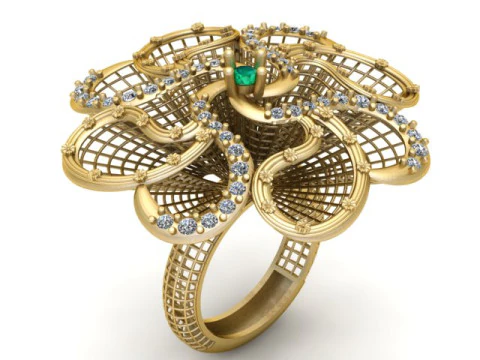 Gold petal ring 3D Print Model