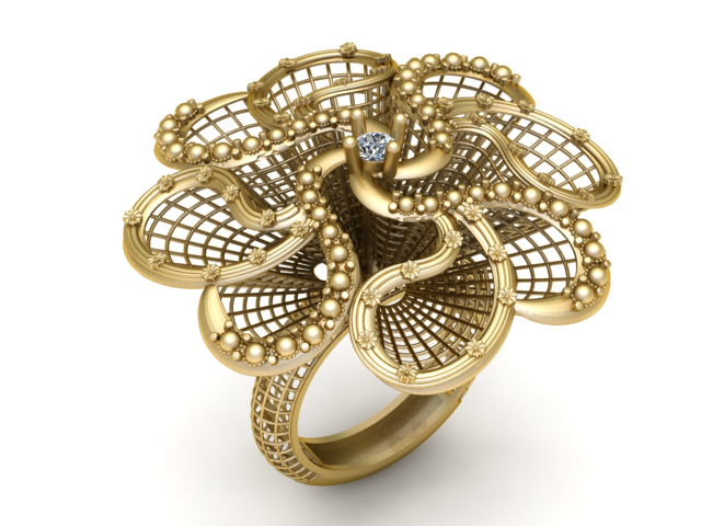Ornate ring 3D design 3D 打印模型 .c4d .max .obj .3ds .fbx .stl .blend