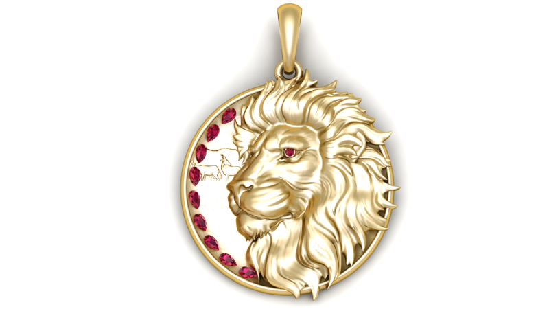 King lion gold pendant 3D प्रिंट मॉडल .c4d .max .obj .3ds .fbx .stl .blend