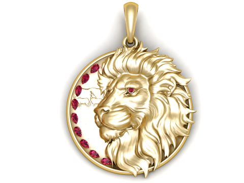 King lion gold pendant 3D प्रिंट मॉडल