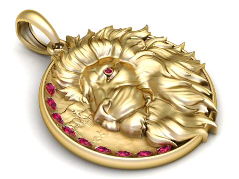 King lion gold pendant 3D प्रिंट मॉडल