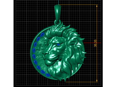 King lion gold pendant 3D प्रिंट मॉडल