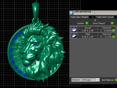 King lion gold pendant 3D प्रिंट मॉडल