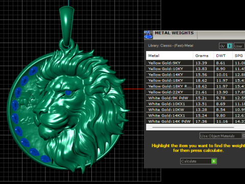 King lion gold pendant 3D प्रिंट मॉडल