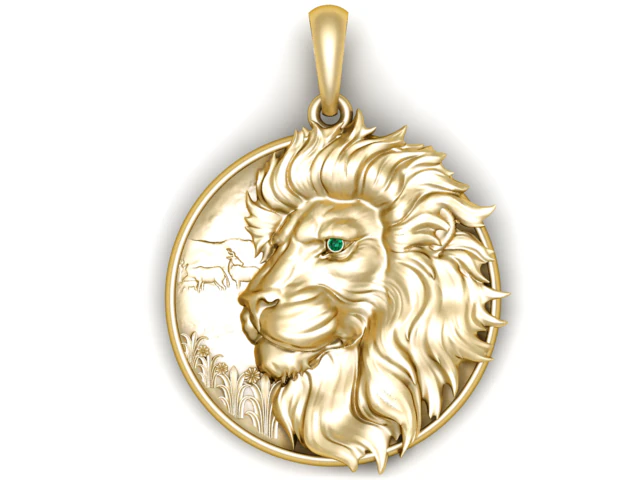 Gold lion medallion model 3D Print Model .c4d .max .obj .3ds .fbx .stl .blend 