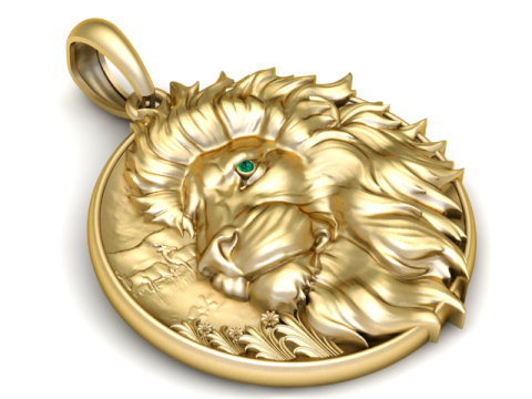 Gold lion medallion model Modello di stampa 3D
