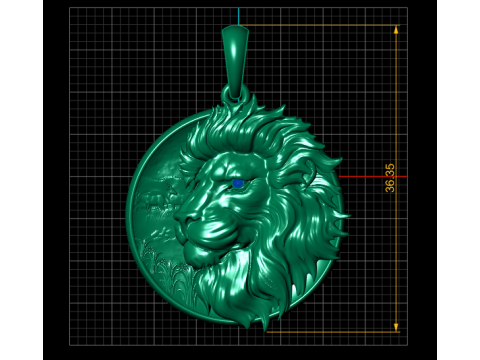 Gold lion medallion model Modello di stampa 3D