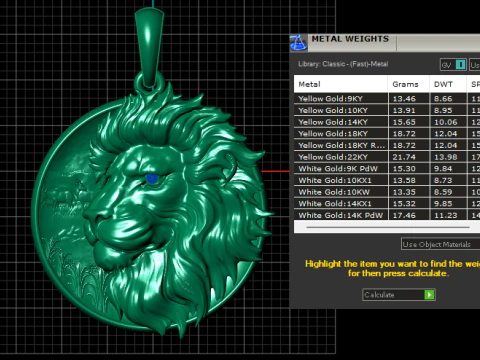 Gold lion medallion model 3D Print Model