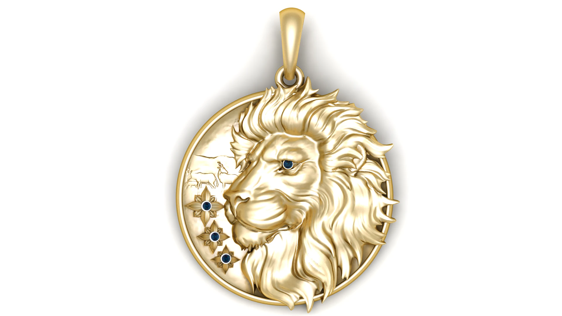 Sapphire lion pendant 3D Print Model .c4d .max .obj .3ds .fbx .stl .blend