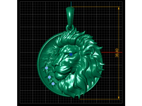 Sapphire lion pendant 3D Print Model