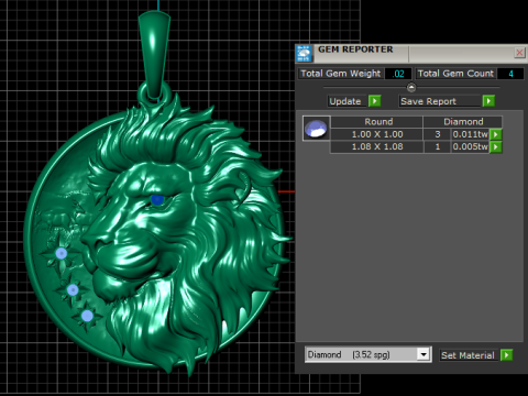 Sapphire lion pendant 3D Print Model